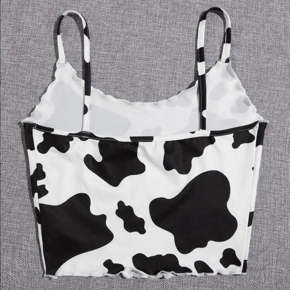 NWT - Lettuce Trim Cow Print Crop Cami Top - Picture 2 of 3